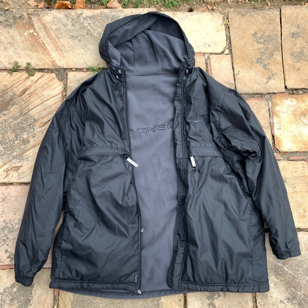 Nike 00s Black Grey Fleece Reversible Jacket